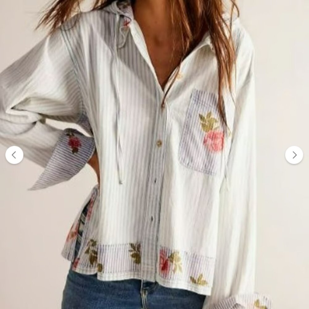 Free People About To Slide Hoodie Shirt, NWT, Size S